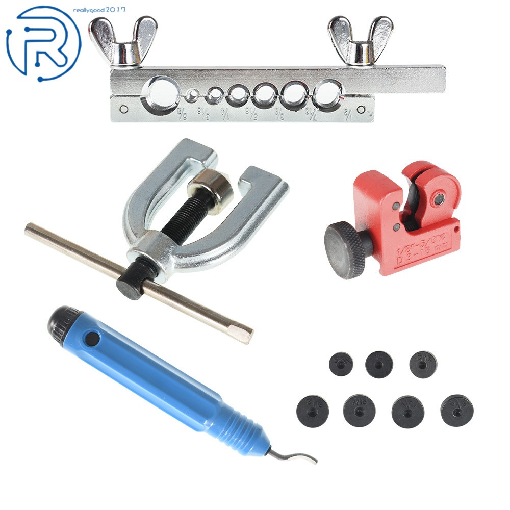 Brake Line Flaring Tool Kit with Mini Tubing Cutter – Single and Double Flare