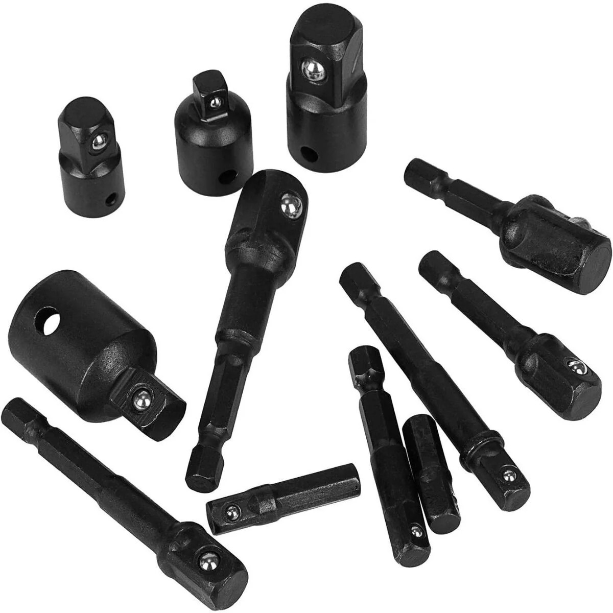 12Pcs Socket Adapter Bit Set, for Home Workshop (Black)