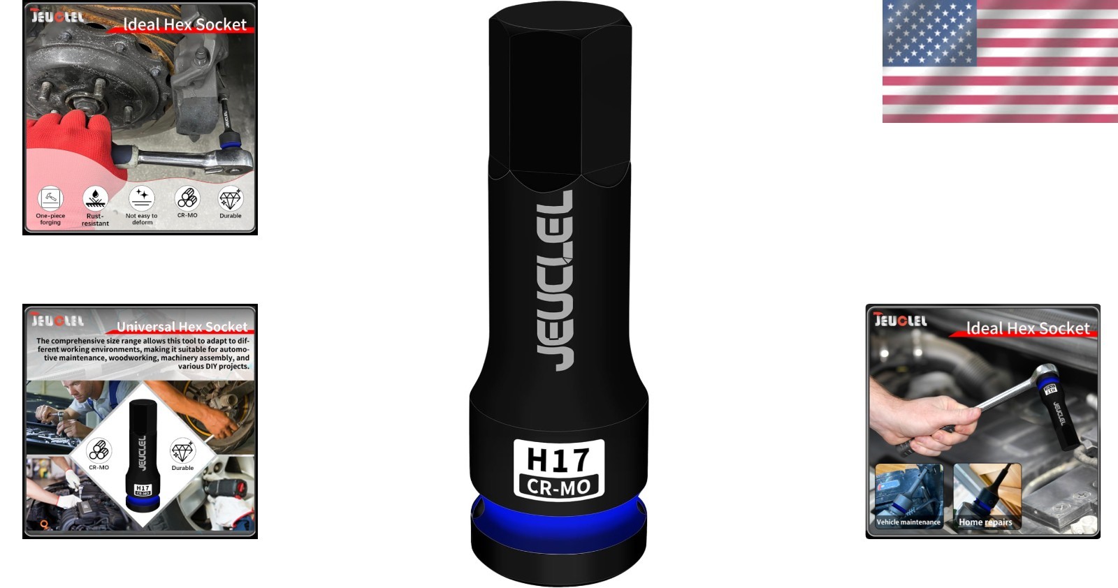 Precision-Made 3″ 17mm Hex Impact Socket – Corrosion-Resistant for Wrench Use