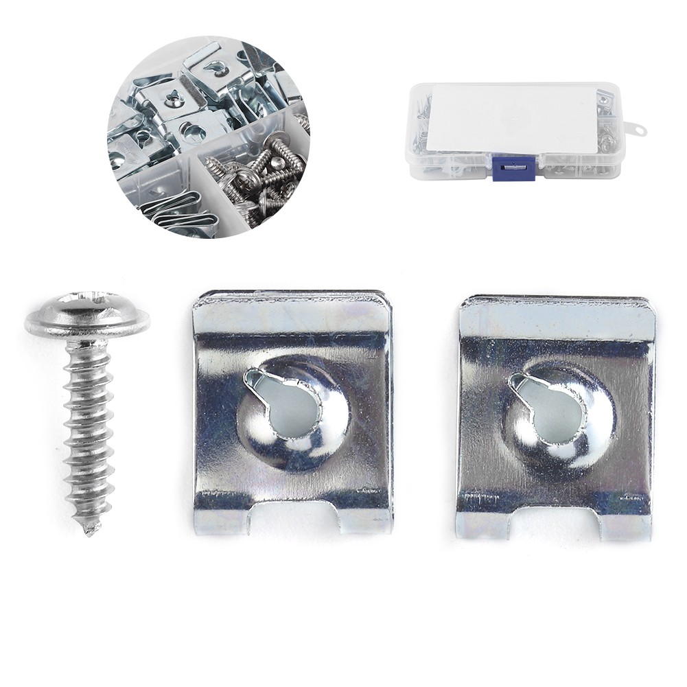200pcs Set Manganese Steel UClips With Self Tapping Screws Kit Assortment Fixing