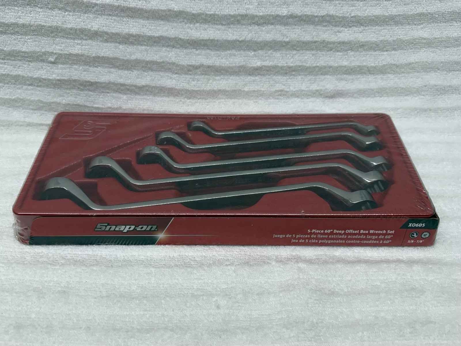 New Snap On 12 Pt STANDARD Deep 60° Offset Box Wrench 5 Pcs Set-XO605 SAE3/8-7/8