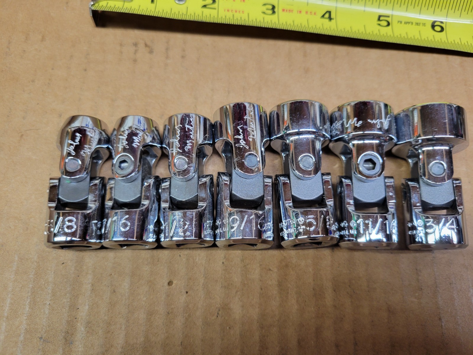 Proto USA 3/8″ Drive 7-Piece 6-Point Swivel Socket Set 3/8 – 3/4″ With Caddy