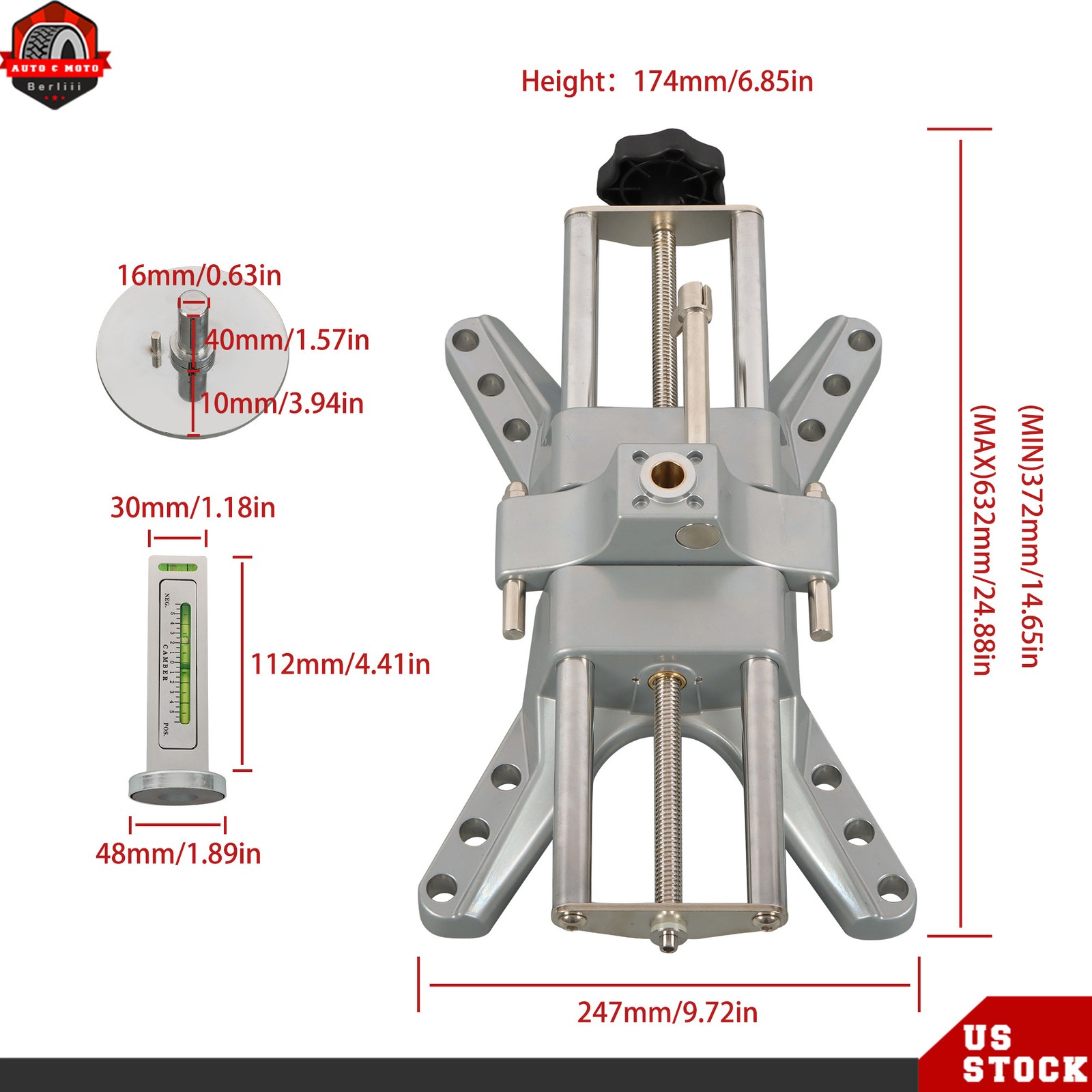 3D DSP Wheel Alignment Clamp with Tire Tread Grip Extensions & Magnetic Adapter