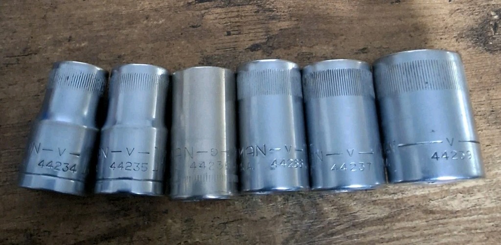 Lot Of 6 Craftsman V Metric 12 Point 1/2″ Drive Sockets 13,14,15,16,17&22mm