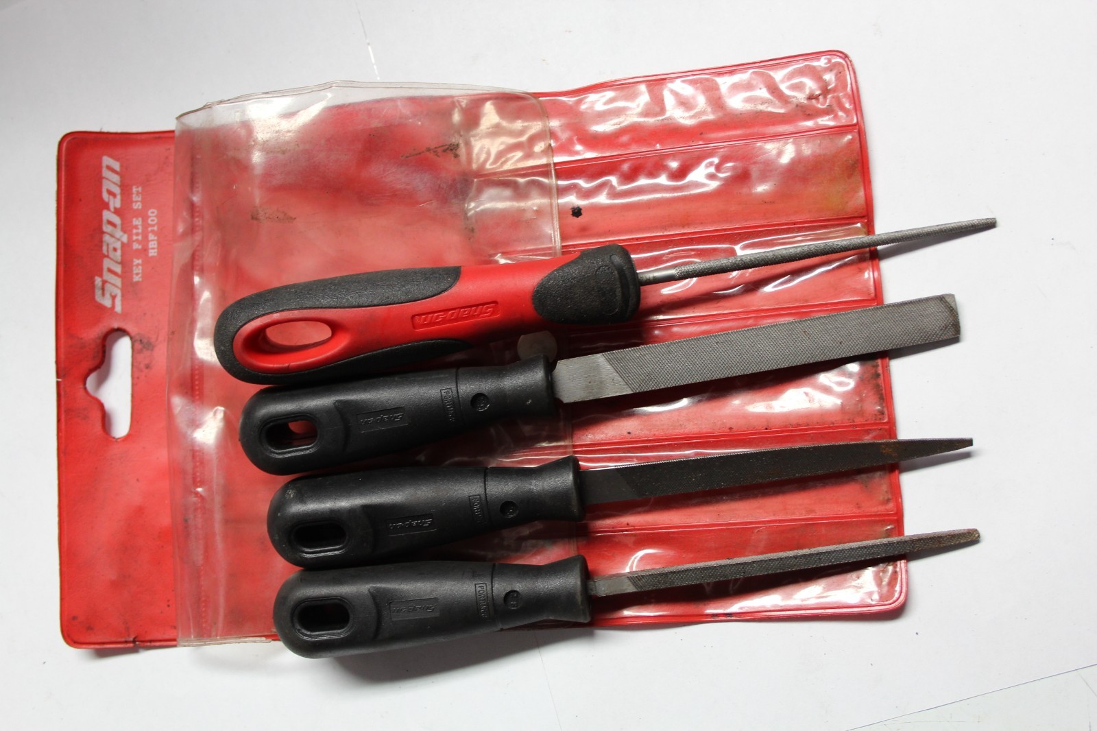 SNAP-ON TOOLS 4 pc RED/BLACK Grip Handle Miniature Key File Set