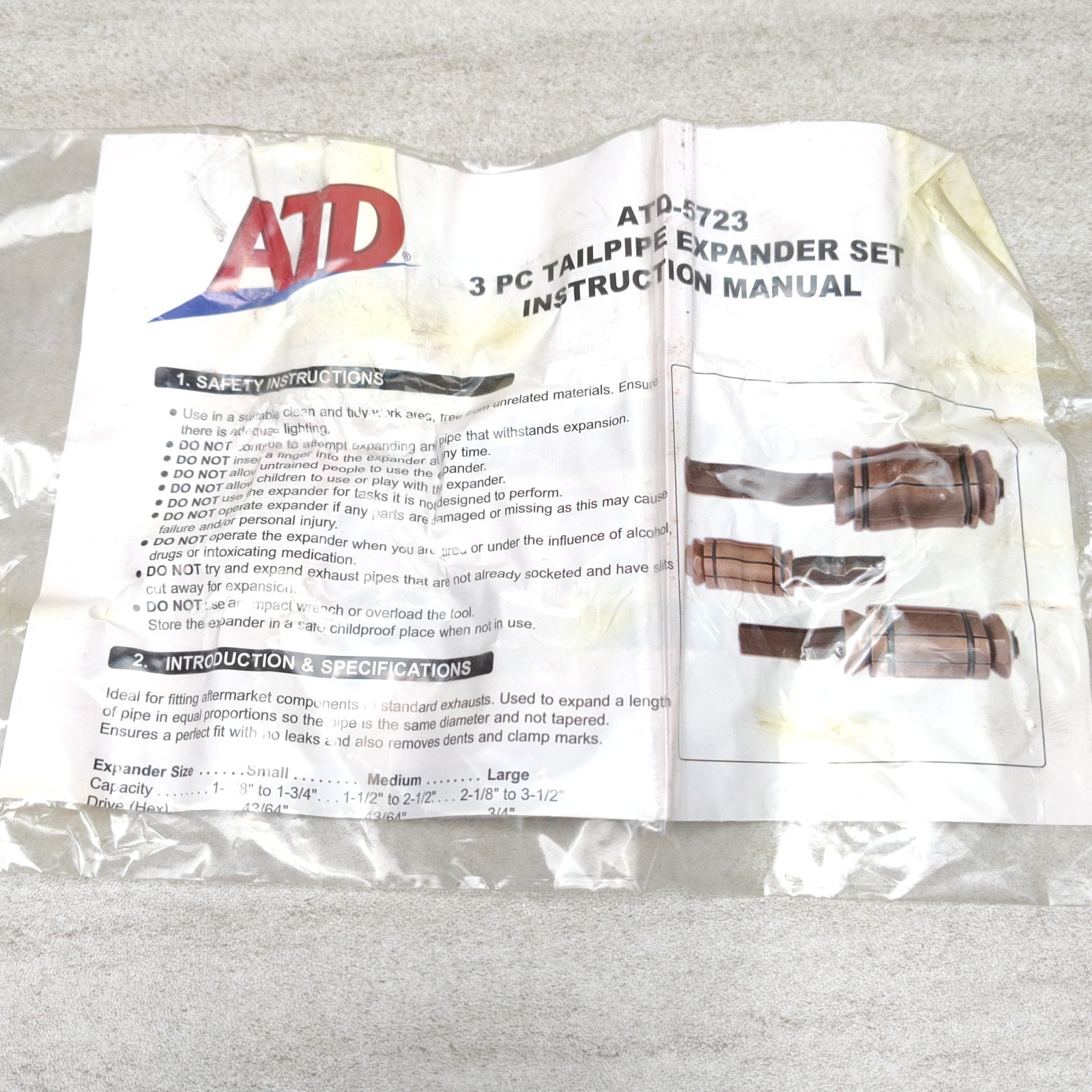 ATD ATD-5723 3 Piece Tailpipe Expander Set