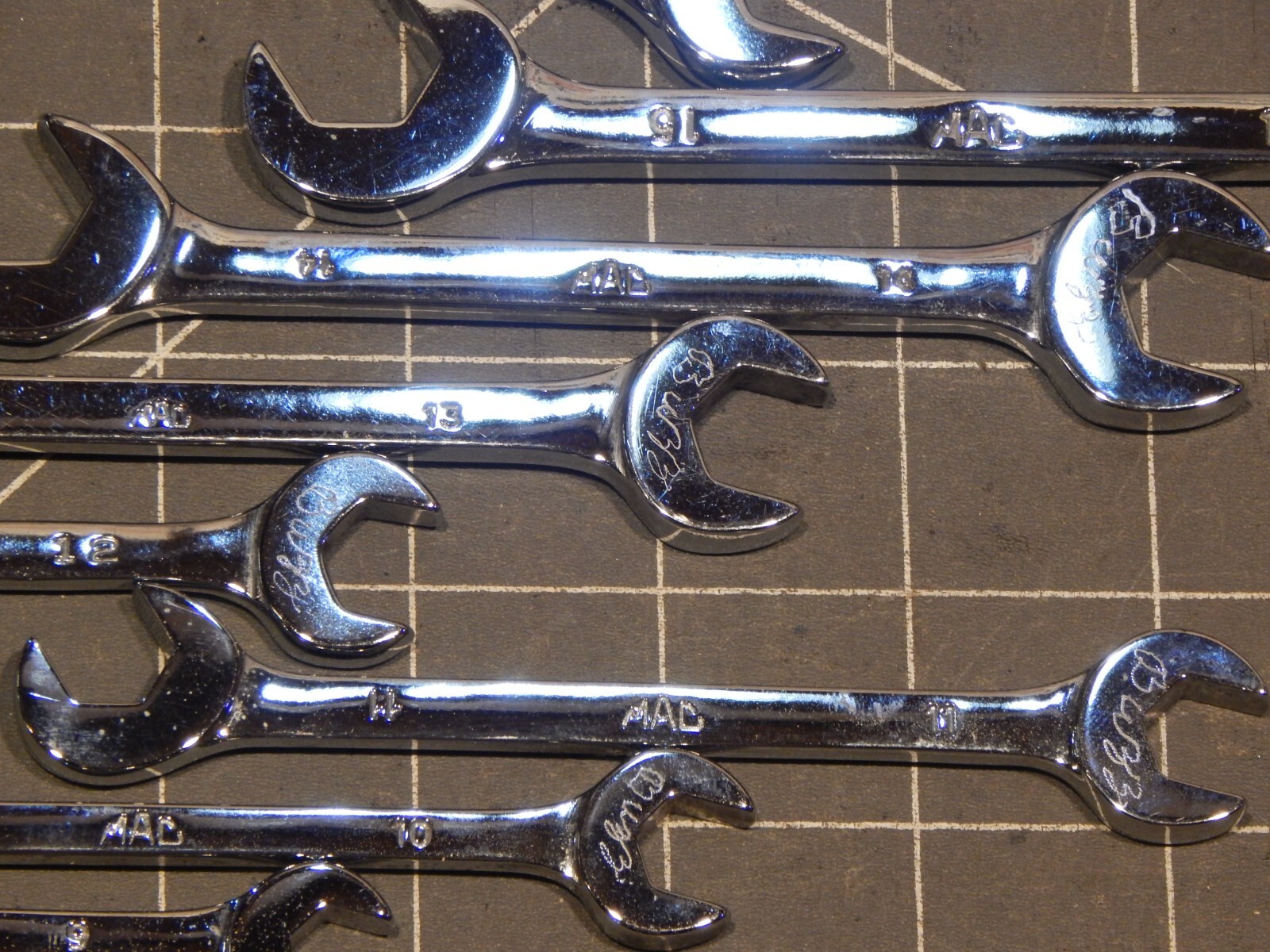 NICE Mac 11Pc Metric 4 Way Angle Head Open End Wrench Set 9MM 19MM Chrome Four