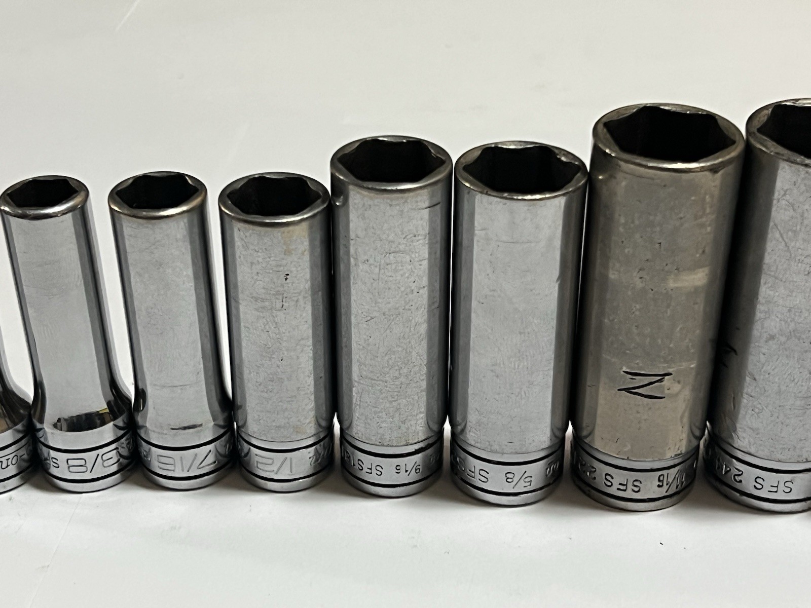 Snap On 211SFSY 3/8 Drive SAE Deep 6 Point Chrome Socket Set 11 pc 1/4 – 7/8