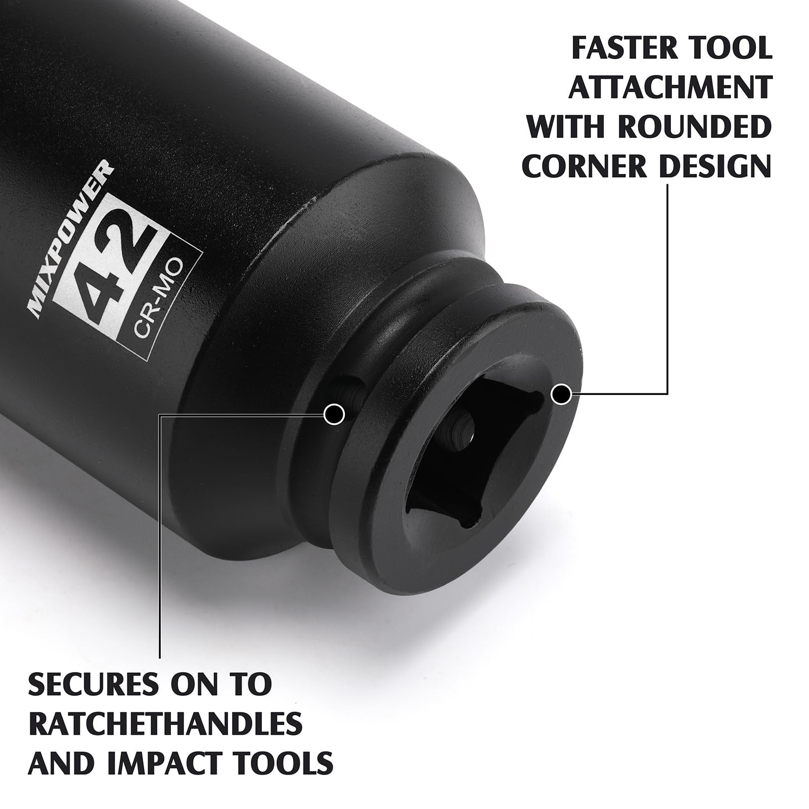 MIXPOWER 3/4″ Drive Deep Impact Socket, CR-MO, 42mm, Metric, 6 42mm