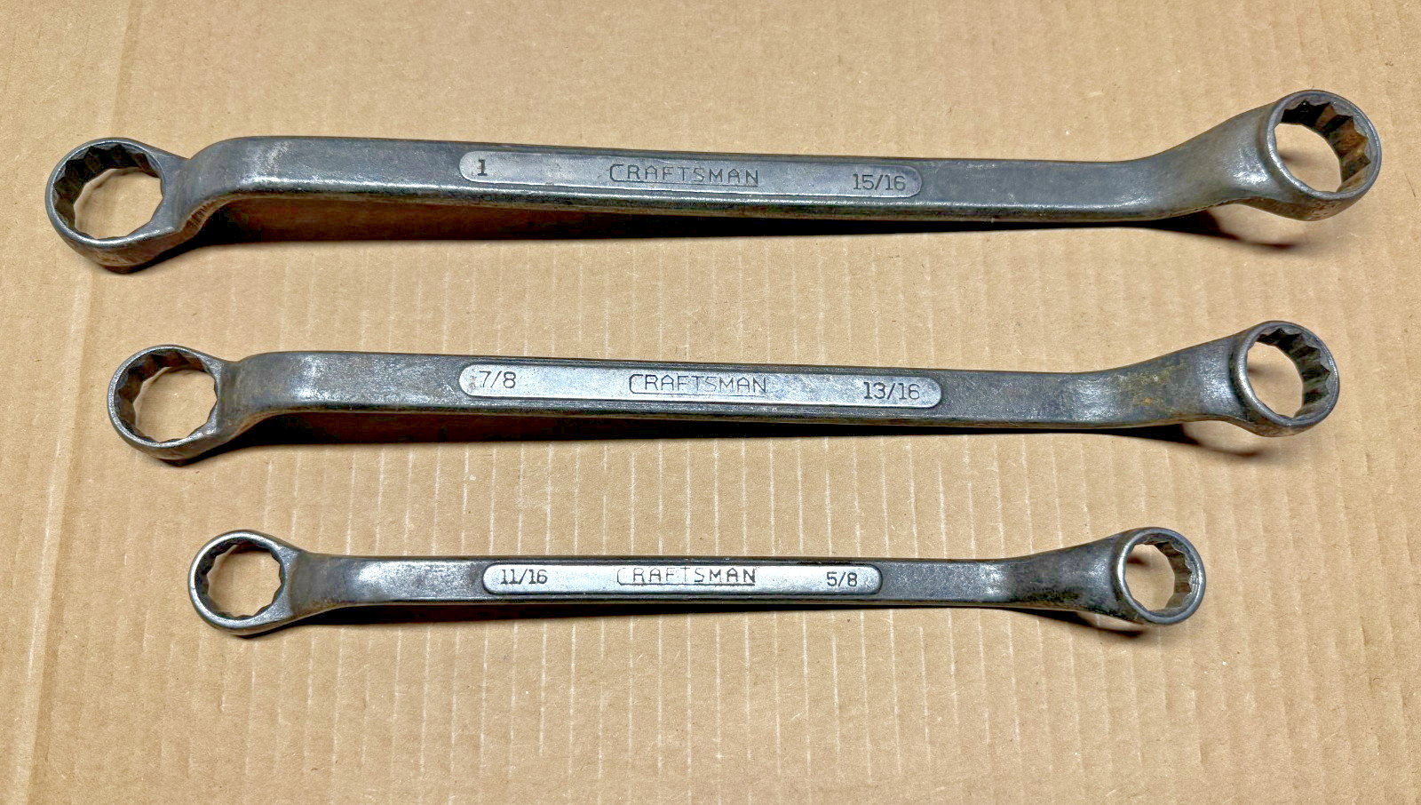 Set of 3 Craftsman Forged USA Cl Series Offset Double Box End Wrenches 5/8 to 1″