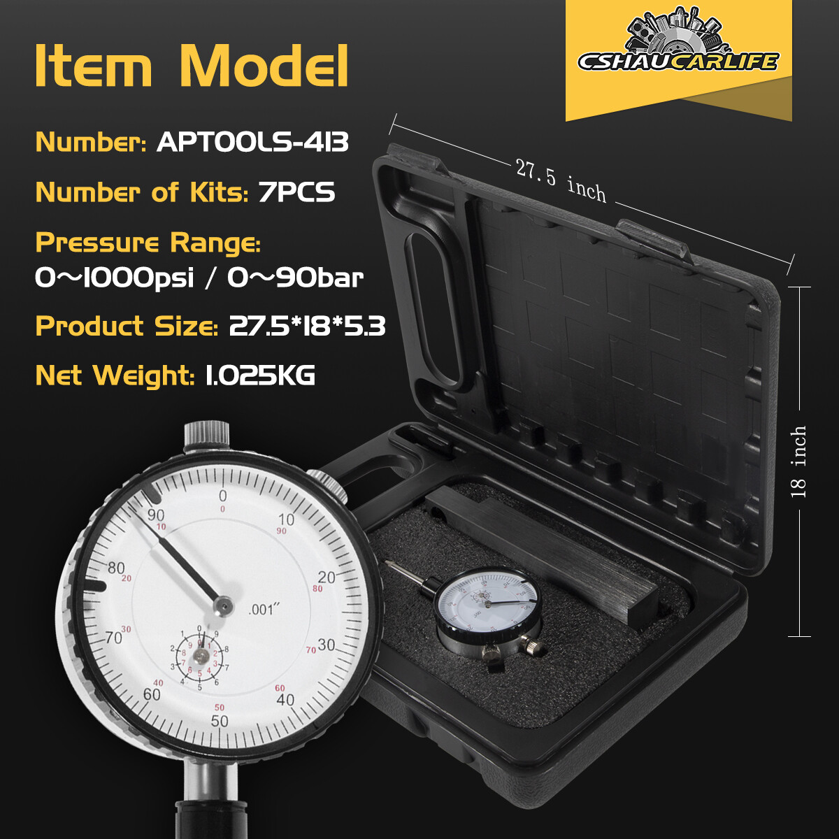 6434 Sleeve Height and Counter Bore Gauge for All Diesel Engines Range 0-1″