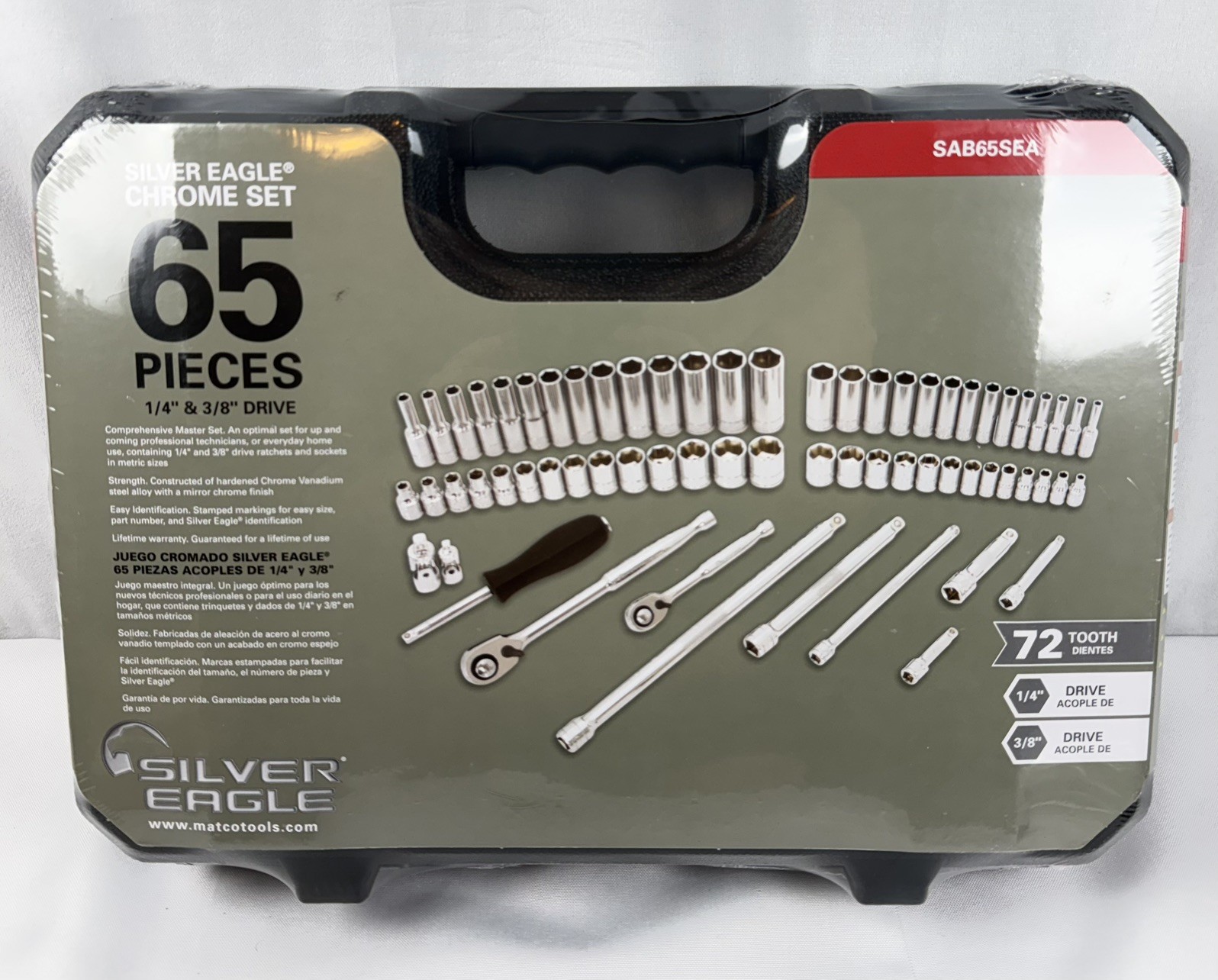 NEW Sealed Matco SAB65SEA 65 PIECE 1/4″ & 3/8″ SILVER EAGLE METRIC SET MSRP $368