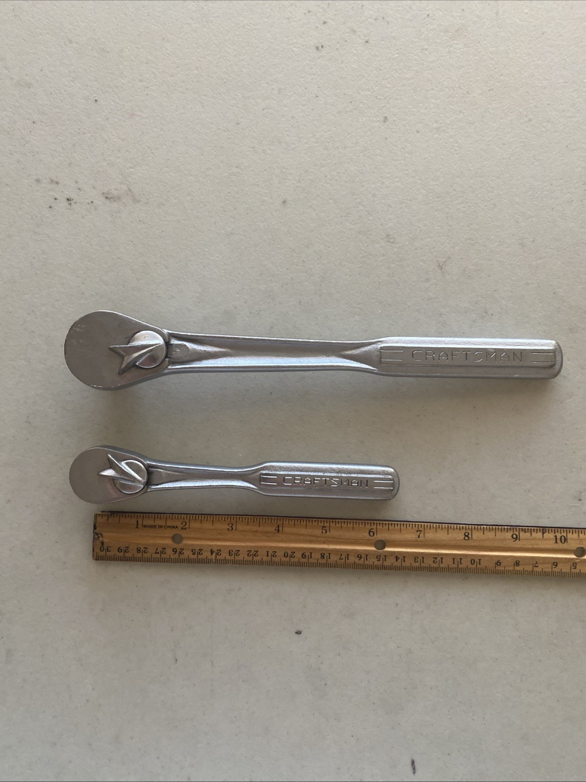 2pc.Vintage Craftsman 1/2” & 3/8” Flying ‘V’ =V= Ratchets USA Clean Some Marks