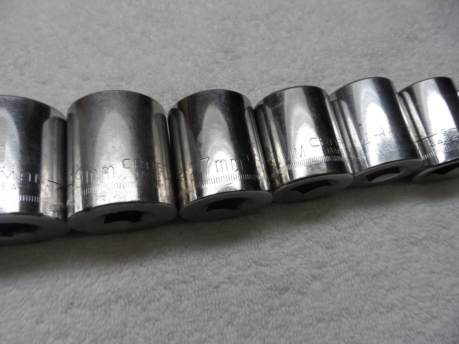 Craftsman 1/2″ Drive MM Socket Set, made USA, 12pt- 9 pcs (22-25,27,29,30,32,36)