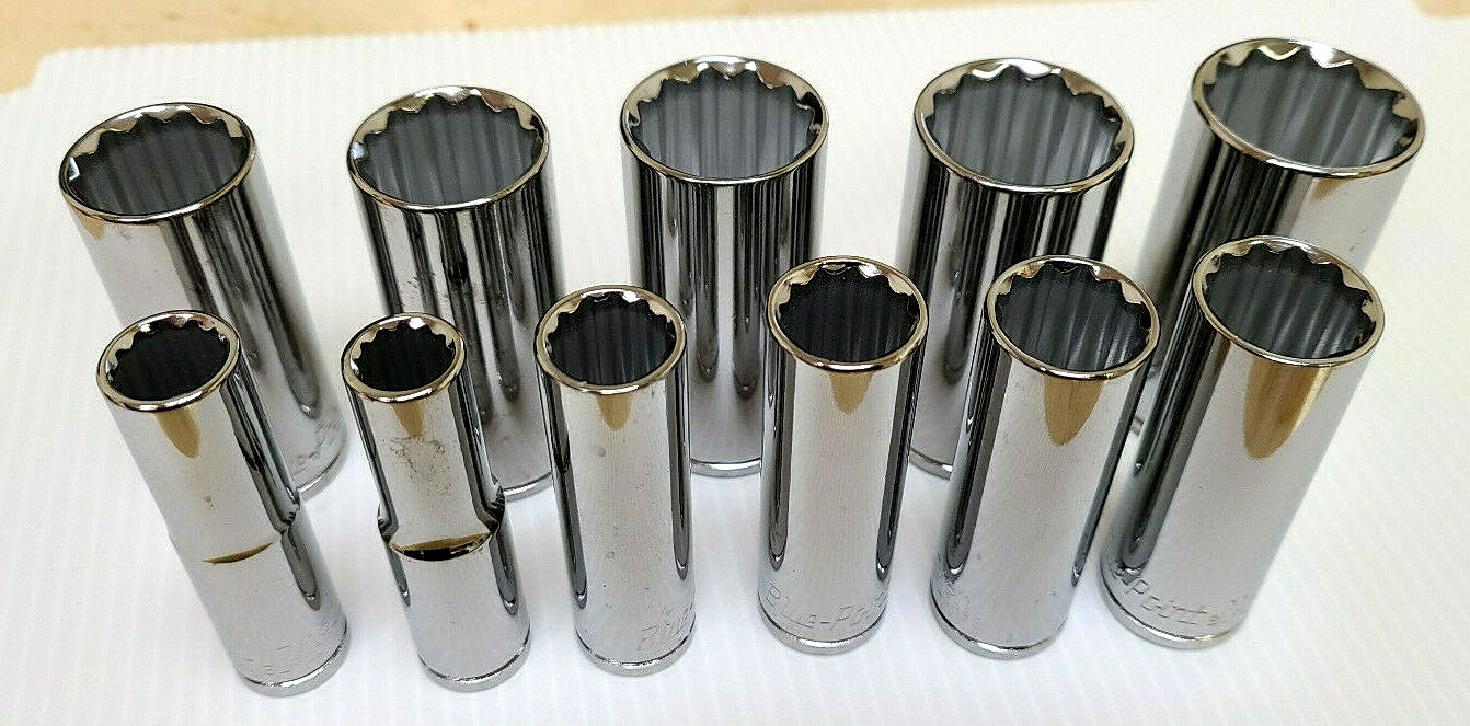 Blue Point Socket Set 3/8 7/16 1/2 9/16 5/8 11/16 3/4 13/16 7/8 15/16 1 DEEP NEW