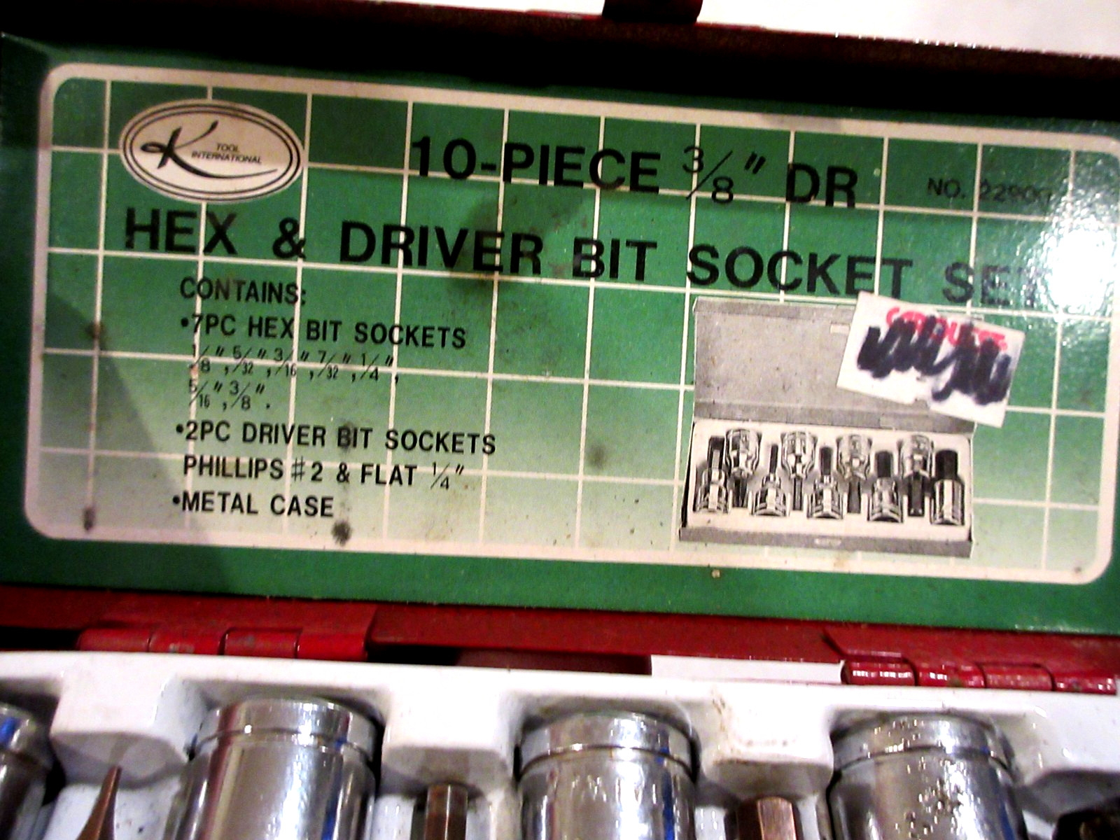 K-Tool International 22900 10pc 3/8 dr Hex & Driver Bit Socket Set