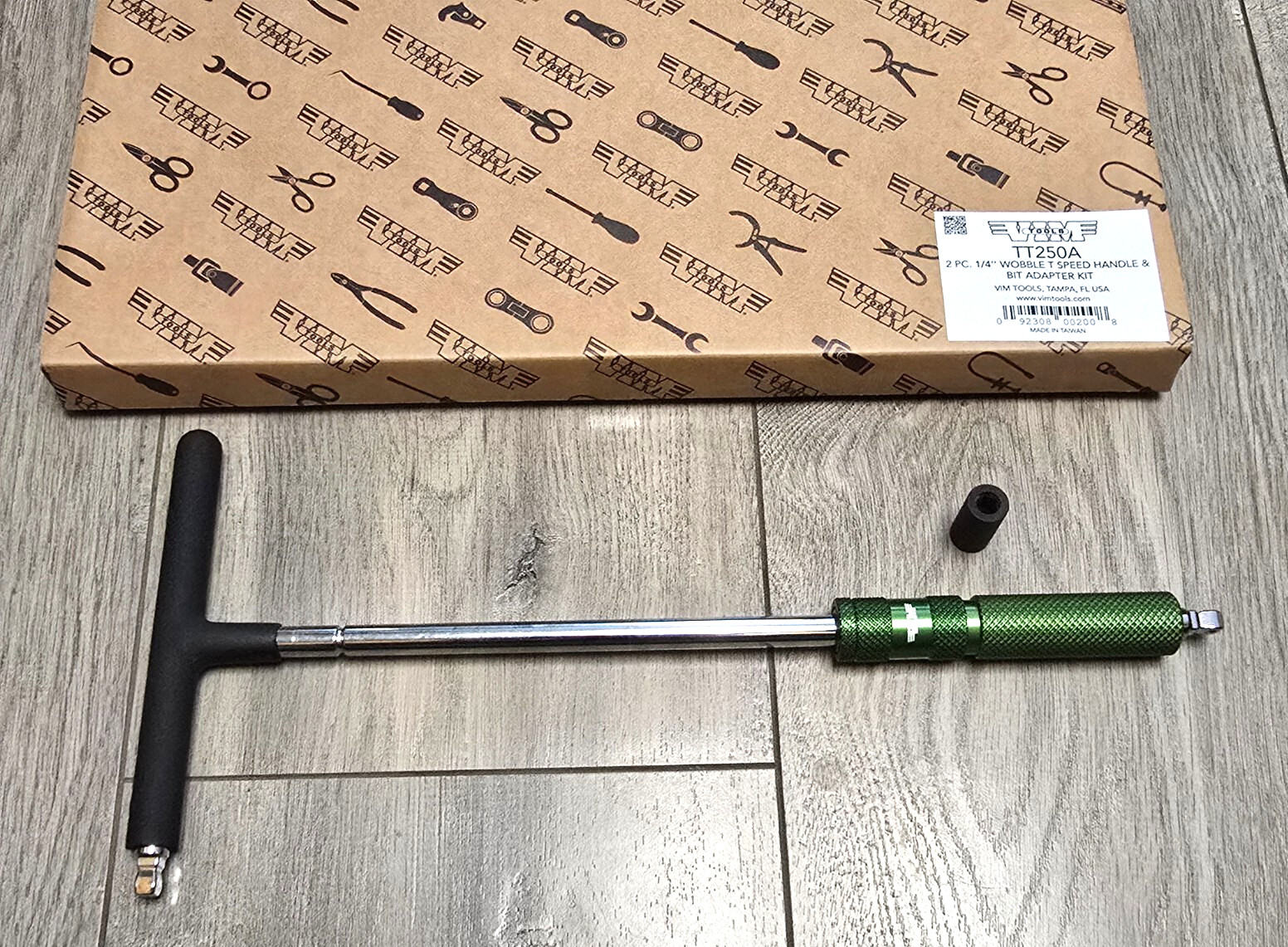 VIM 1/4 Wobble/Straight Spinning T-Handle Speed Driver + 1/4 Hex Adapter #TT250A
