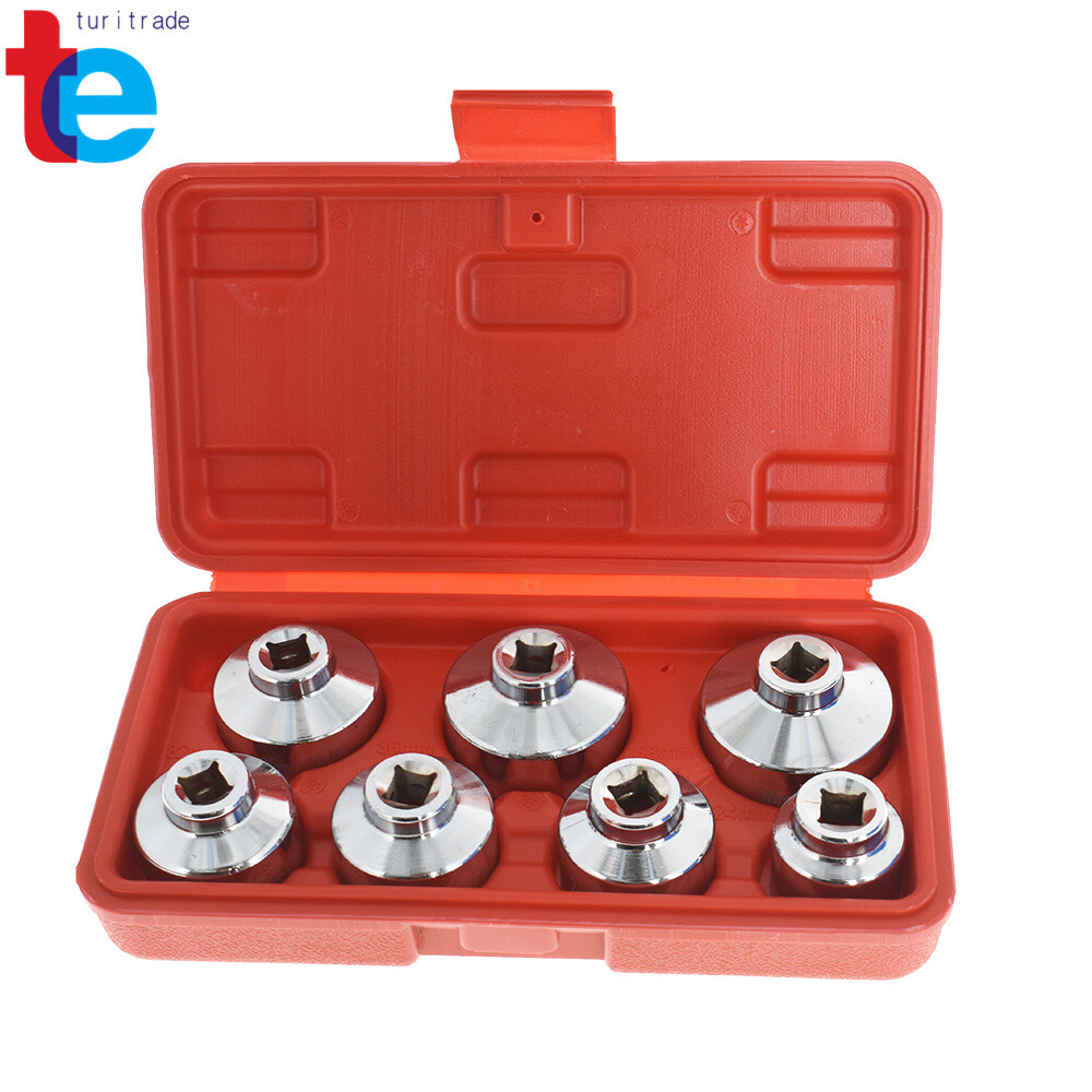 7-Piece Paper Cartridge Housing Oil Filter Cap Wrench Socket Set Tool Kit