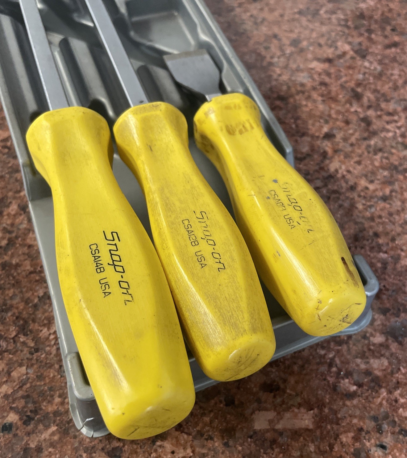 Snap-On Tools Gasket Scraper Set Yellow Grips CSA8B CSA12B CSA14B Rare Set