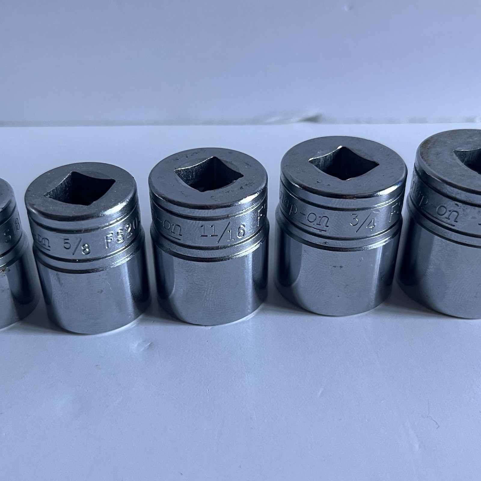 Snap On 10pc SAE Standard Socket FS- Set 3/8″ Drive 6 Point 5/16″ – 7/8″ USA