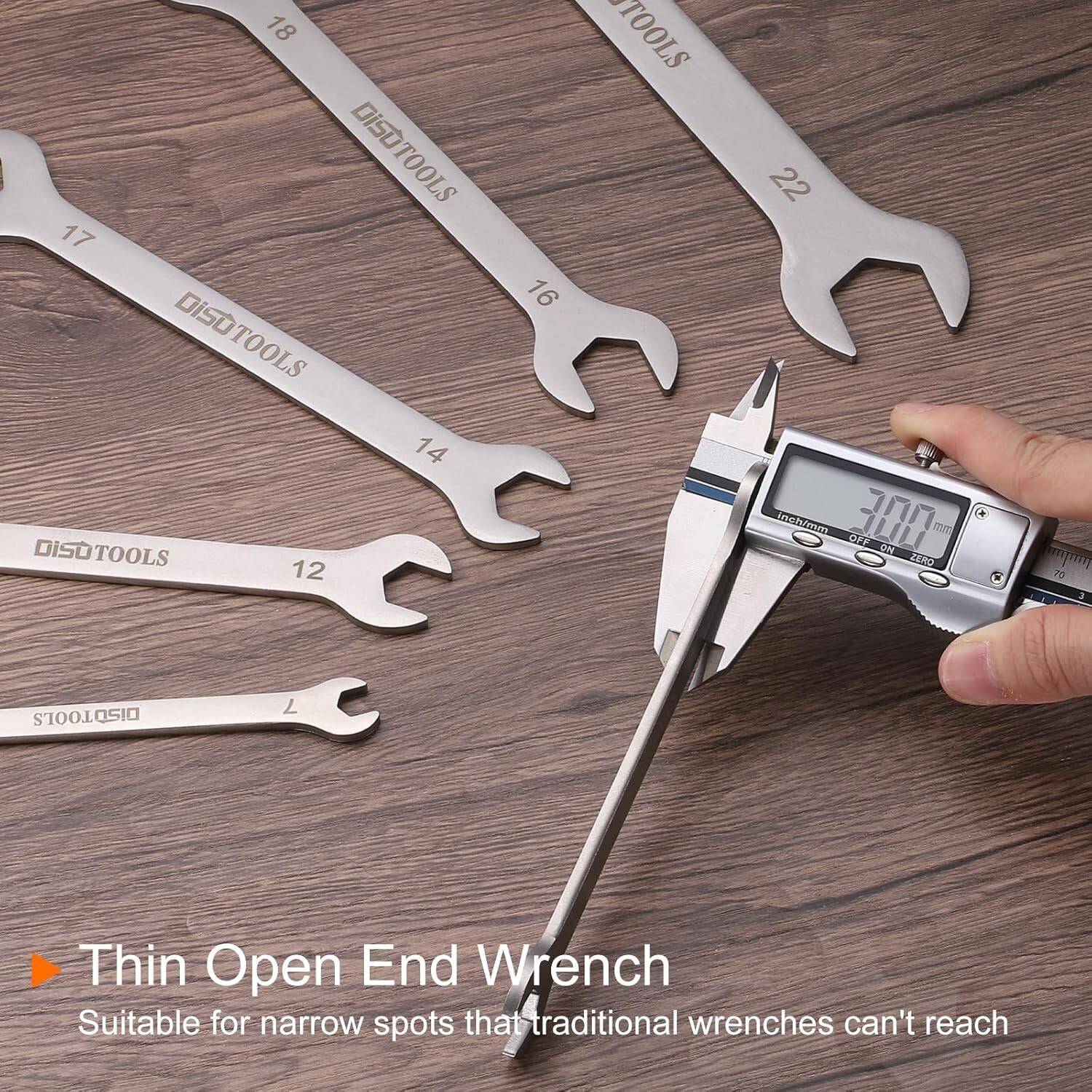 Thin Open End Wrench 24mm x27mm Metric Sandblasting Plated 3cr13 Stainless Steel