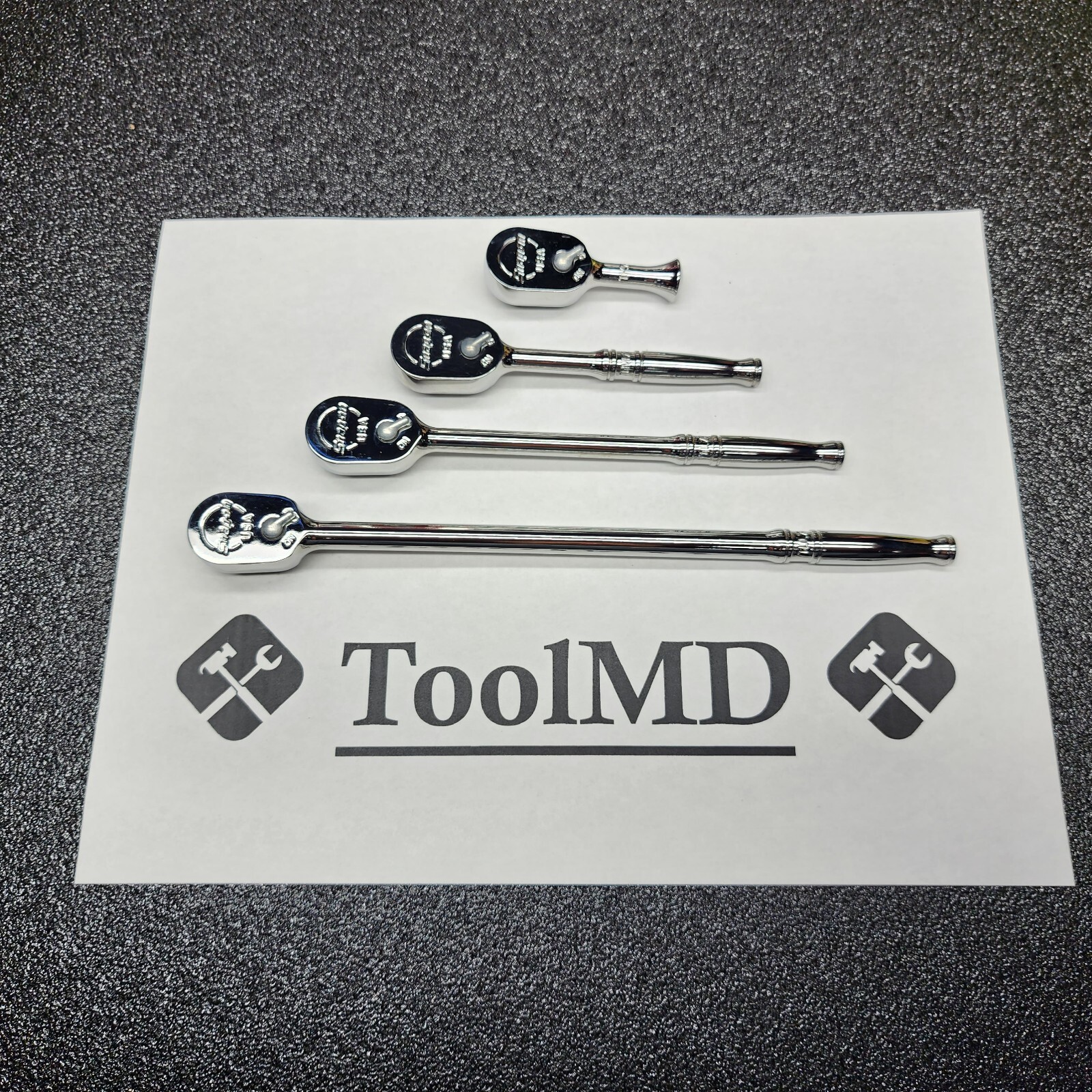 Snap-on Tools USA NEW 4pc 1/4″ Drive Fine Tooth Chrome Handle Ratchet Lot Set