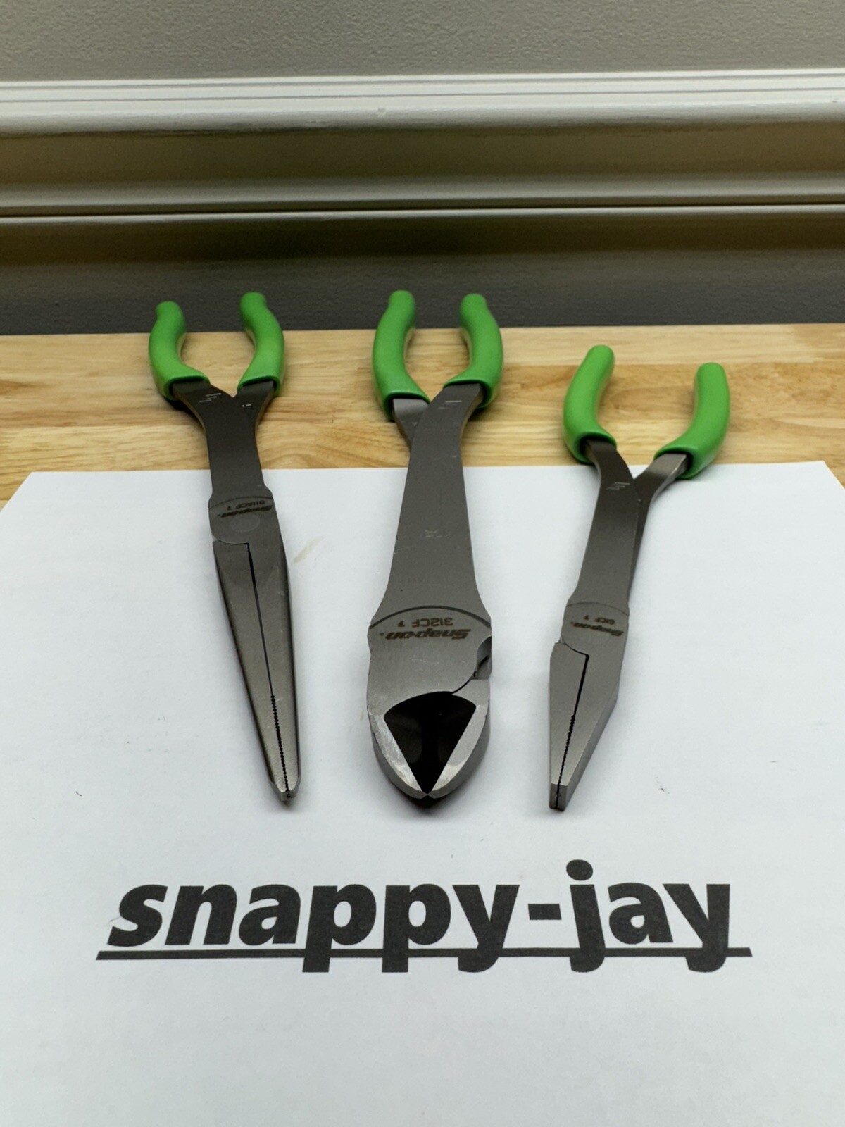 Snap-on Tools USA NEW GREEN 3pc Plier & Cutter Lot Set – 61CF – 911ACF – 312CF