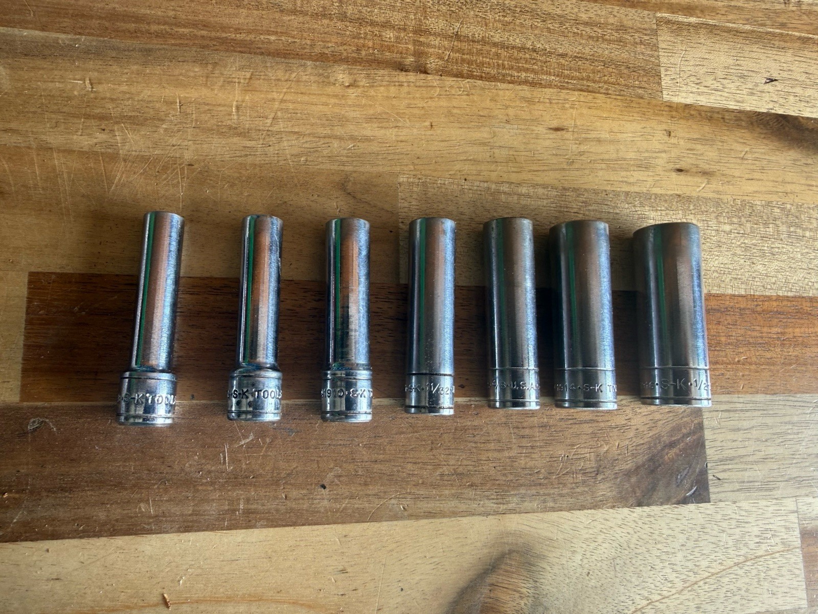 SK Hand Tools 1/4″ Dr. 6pt Deep Metric/sae Mixed Lot 7pc Sockets 1/4” – 1/2”