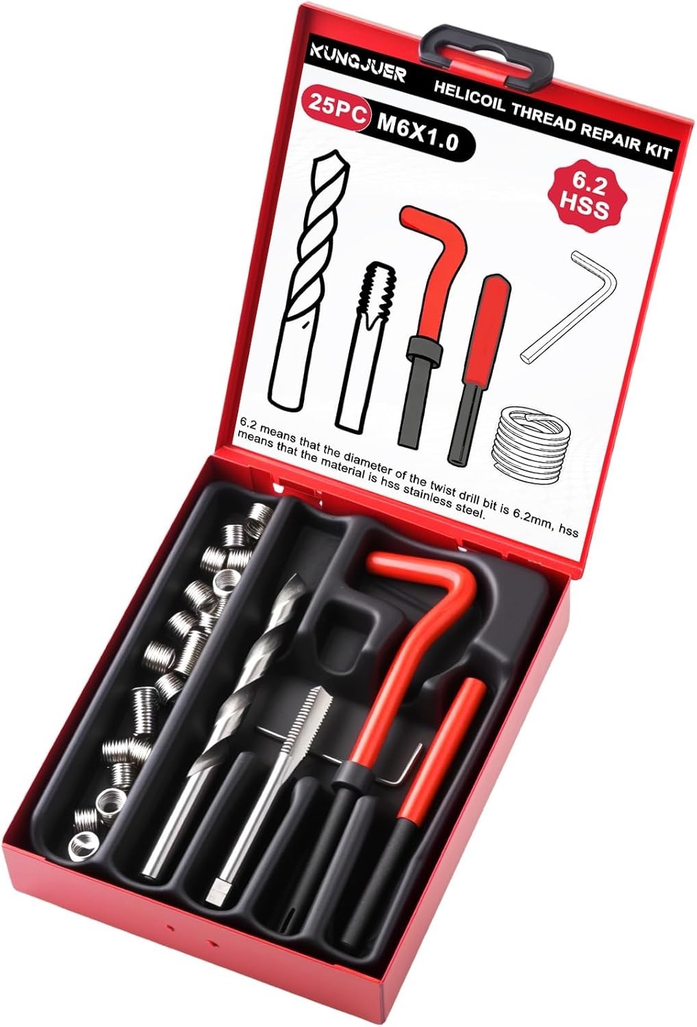 M6 Thread Repair Tool Set with HSS Drill Bits – Ergonomic Carry Case Included