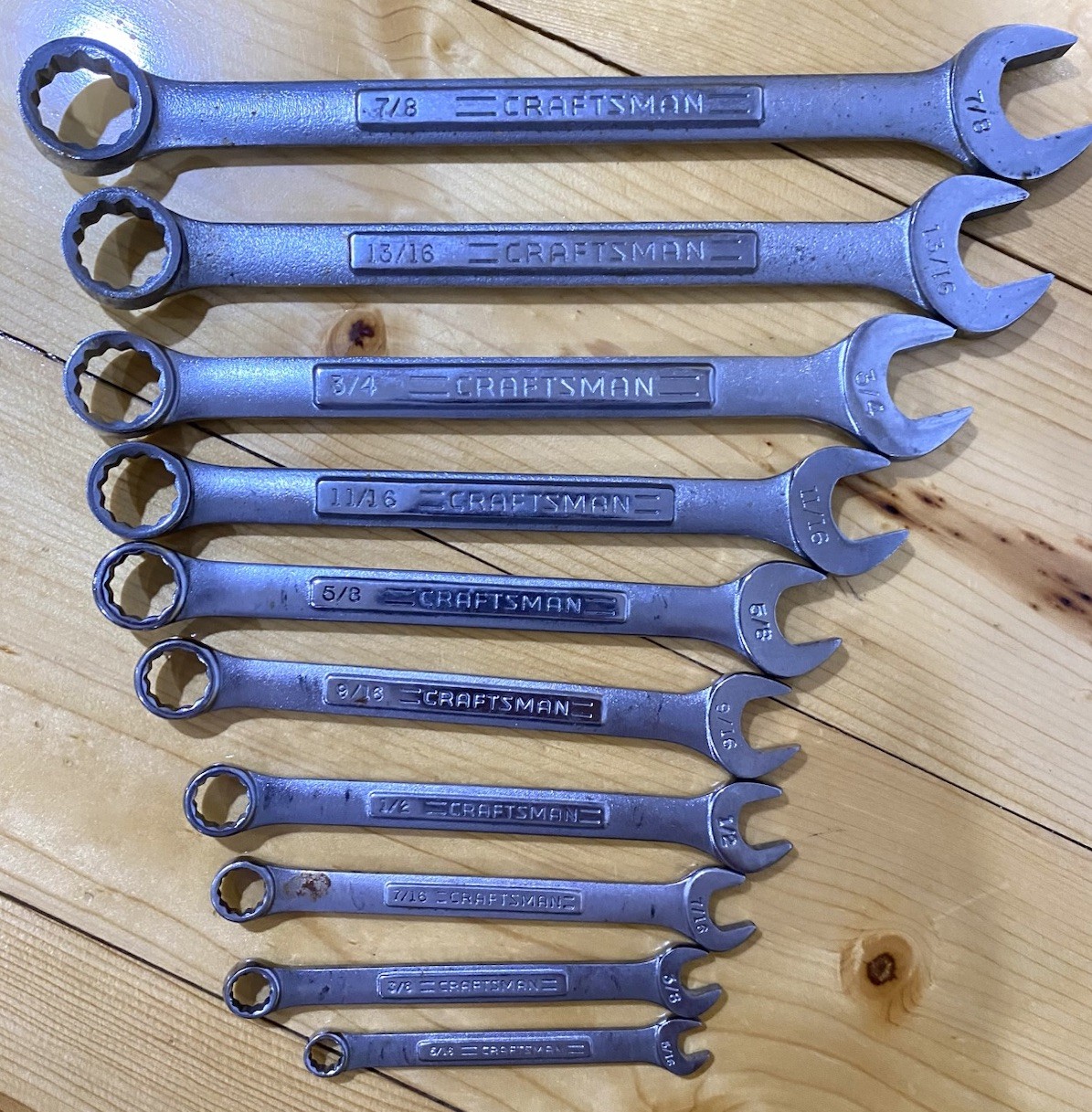 Vintage Craftsman 10pc SAE Combination Wrench Set -VA- Made in USA~ 5/16-7/8