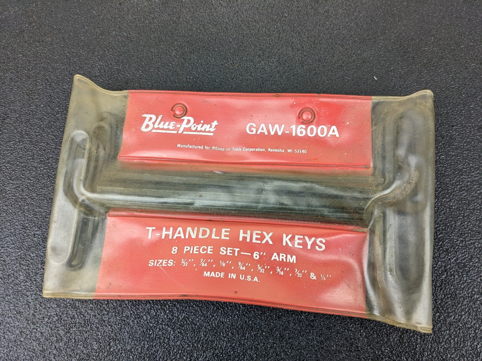 #bn655 Blue Point GAW-1600A 8 Piece Set SAE T-Handle Hex Keys 6″ Arms USA
