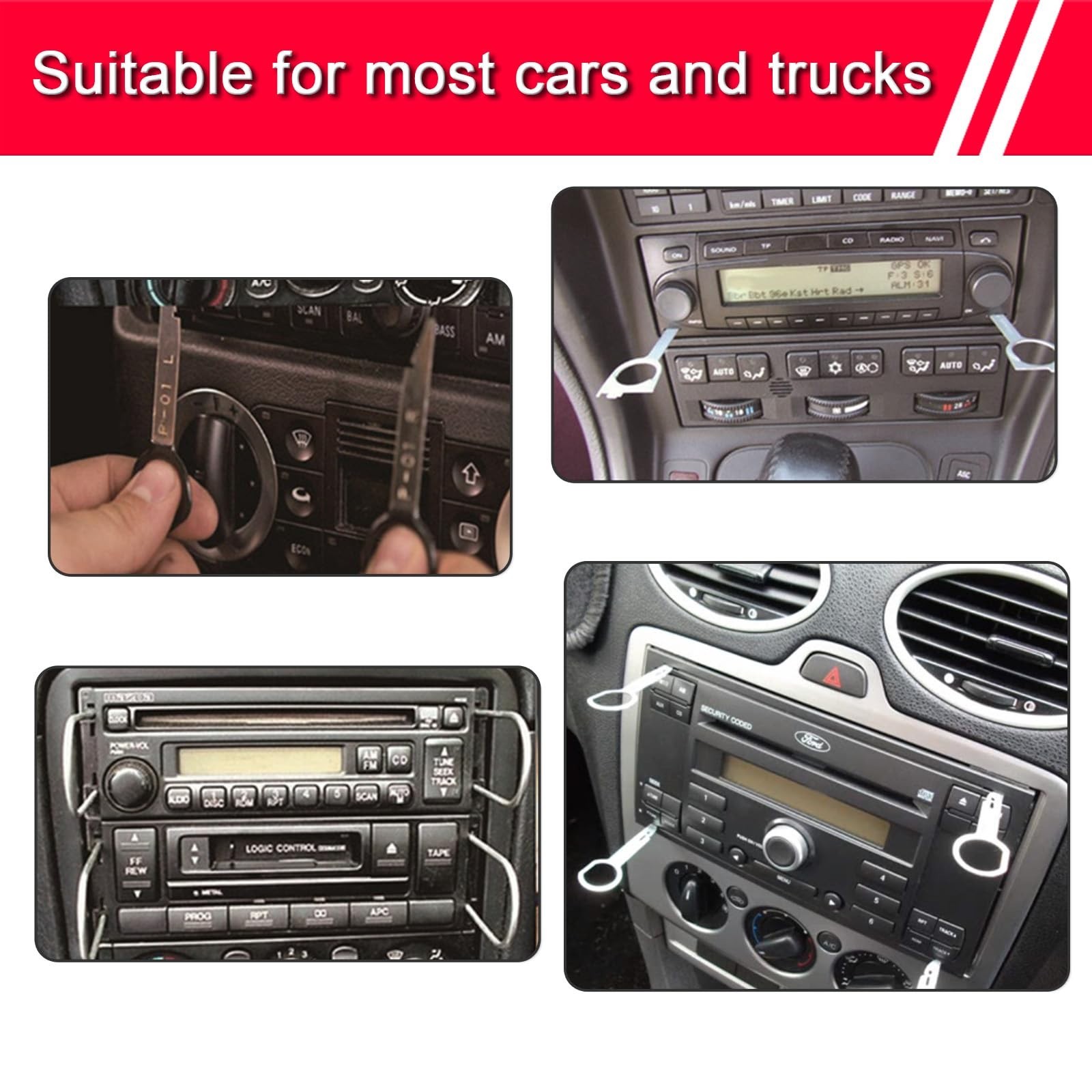 Universal Radio Removal Tool Kit – 20PCS Stainless Steel Stereo Key & Pry Tools