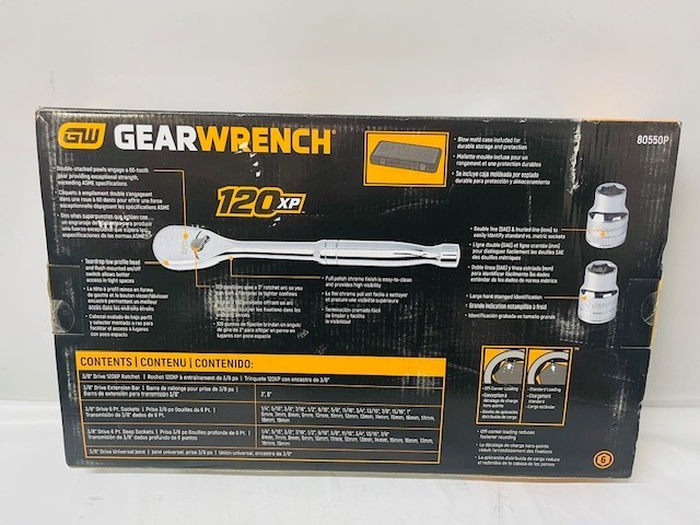 GearWrench 56pc. SAE/Metric Socket Set 80550P, 3/8″ Drive, 6 Point, 120XP- NEW