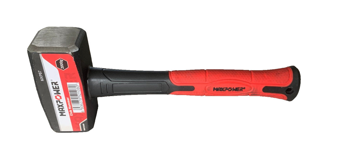 MAXPOWER 4lb Club Hammer, Mini Sledge Hammer with Red Handle, Black