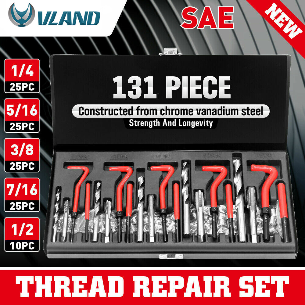 M5 M6 M8 M10 M12 Helicoil Thread Repair 131Pcs Kit & Metric Rethreading Tool Kit