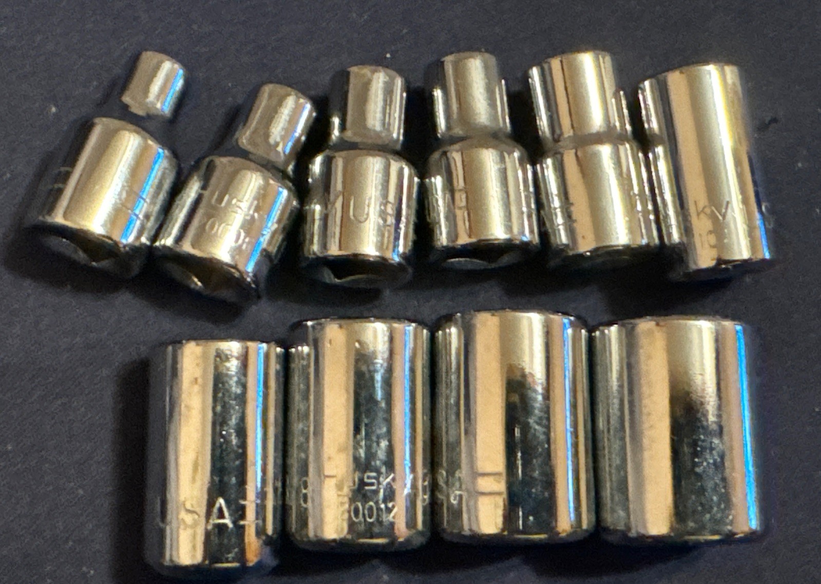 Husky 1/4” Drive, SAE Socket Set, 6 Point, 5/32” to 1/2”, 10 Pieces, USA