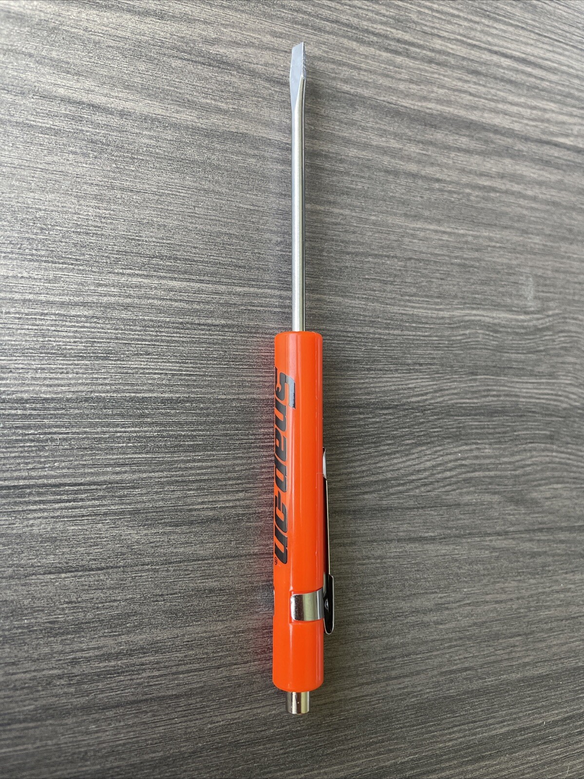 Snap On Tools Mini Pocket Screwdriver Hi-Vis Orange with Magnet & Clip NEW🔥
