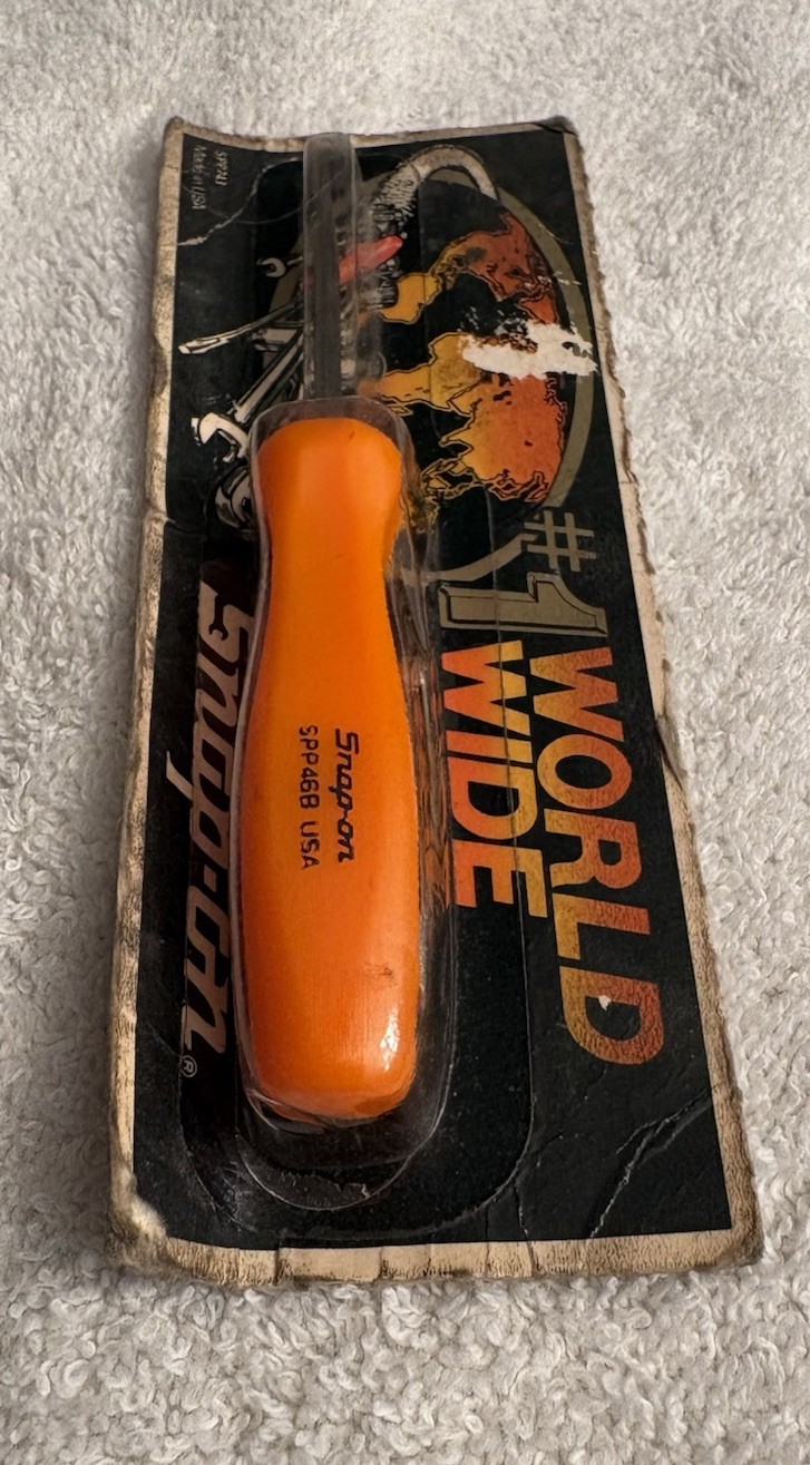 Snap On Vintage Mini Flat Head Hard Handle Screwdriver w/Pocket Clip