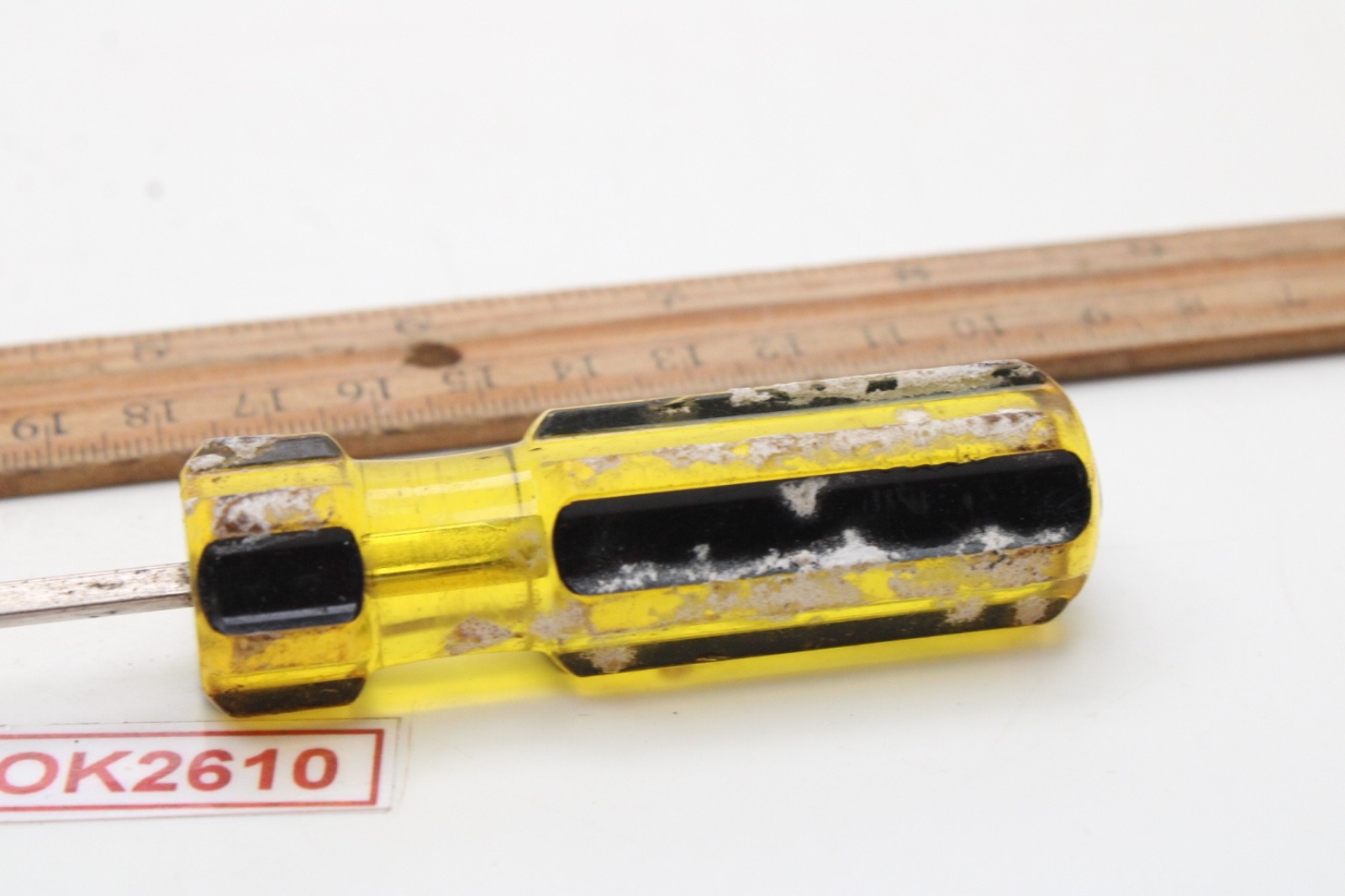 Great Neck Hard Amber/Black Handle Holding Slotted Flat Screwdriver