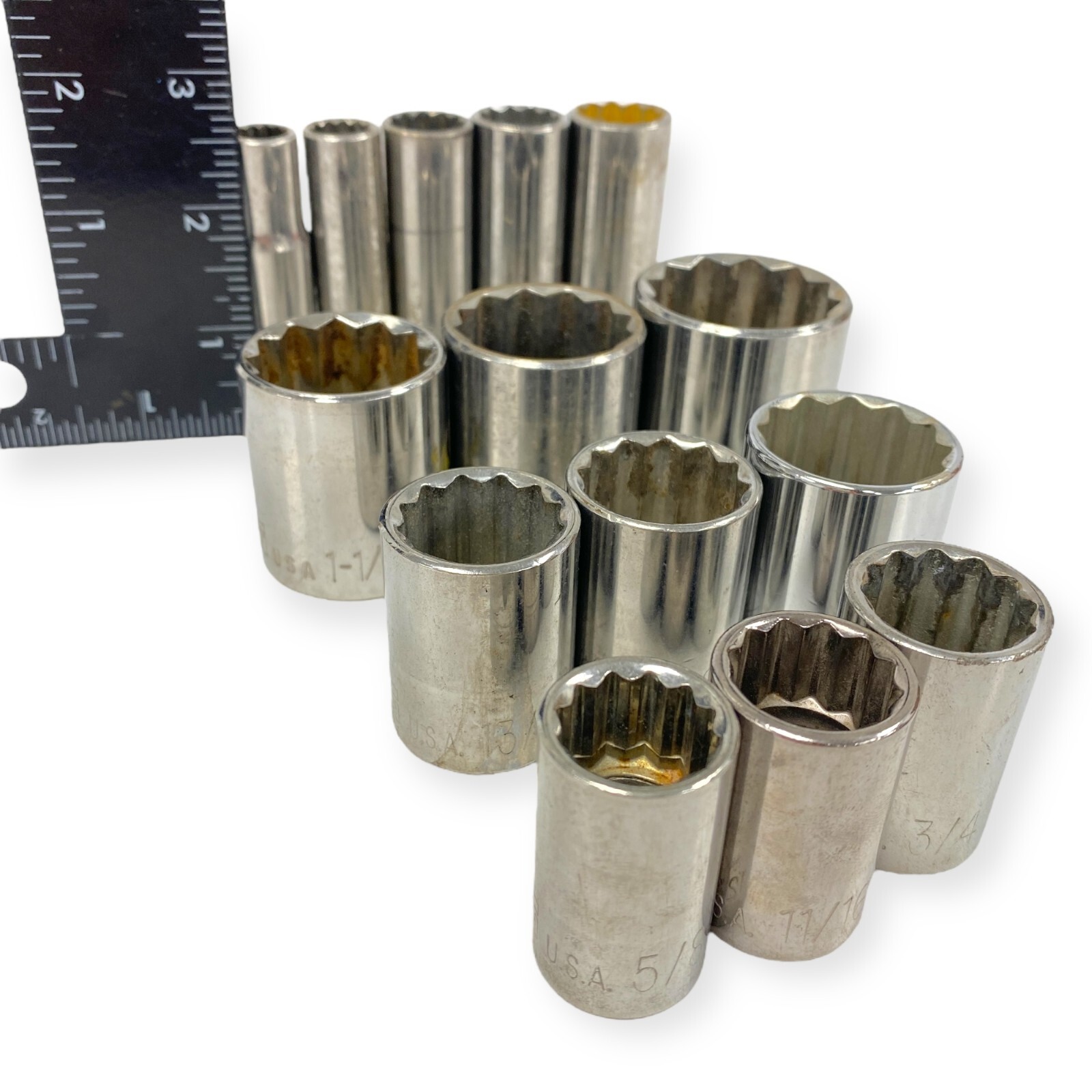 Allen 1/2 Drive 12 Pt Deep and Standard Socket Set 3/8 to 1-1/4 in Size, 14 pcs