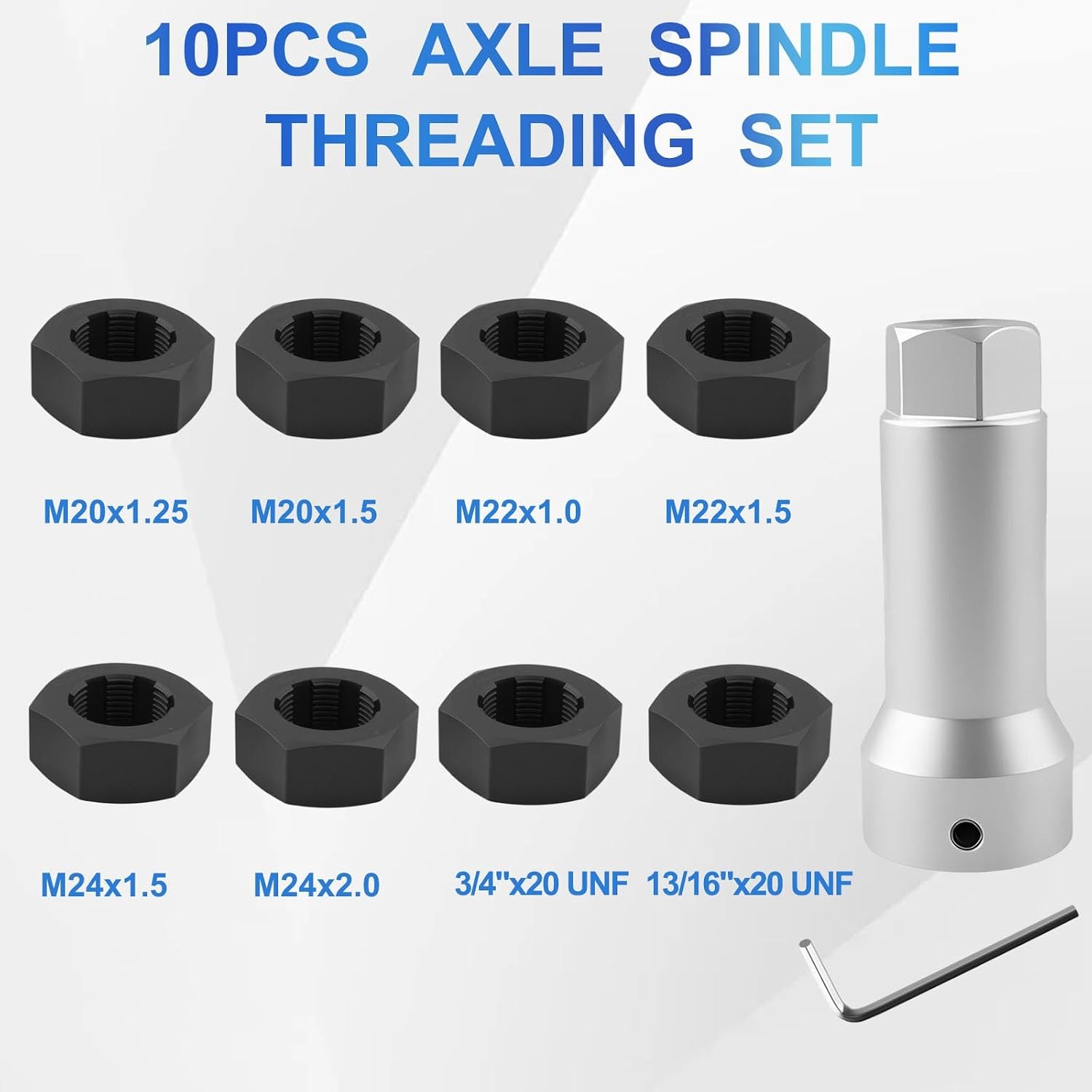 10pc Axle Spindle Threading Set Axle Thread Repair Kit with 8 Dies 1-1/16″ Ex…