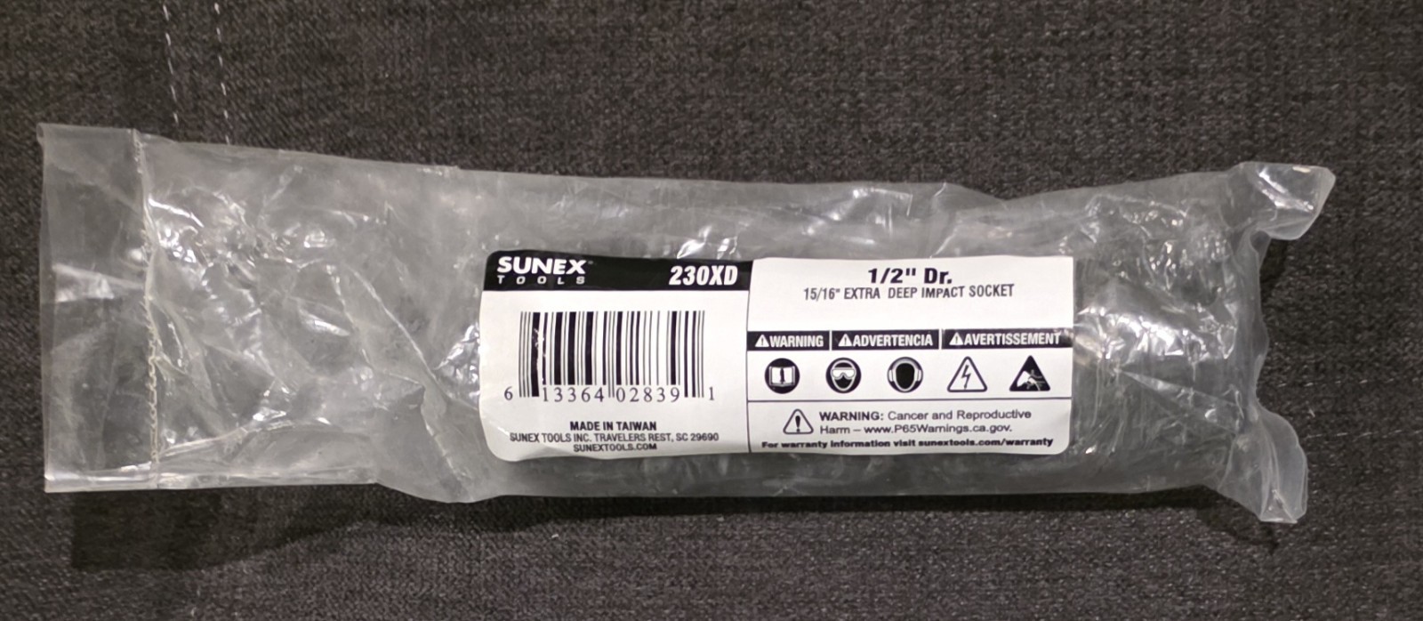 Sunex 230XD 1/2″ Drive 6 Point 15/16″ Extra Deep Impact Socket