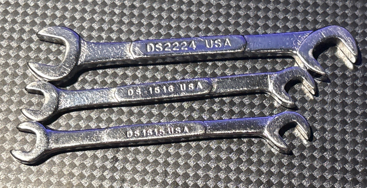 Snap On 3 Piece SAE Ignition 4 Way Open End Angle Wrench Set DS Series