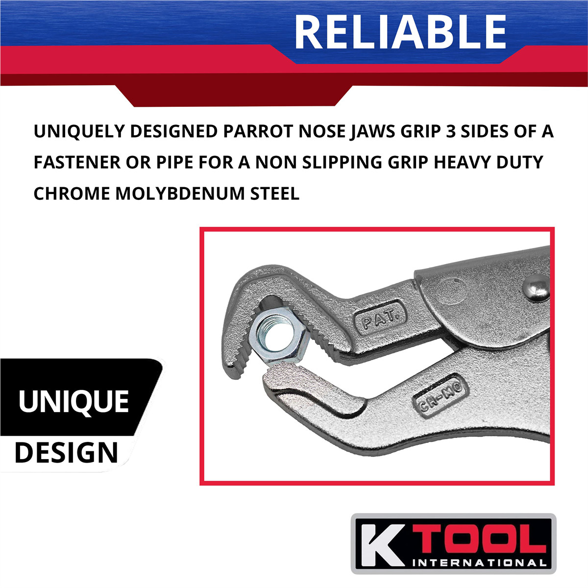 K Tool International 54053 Parrot Nose Adjustable Pliers Heavy Duty Grip