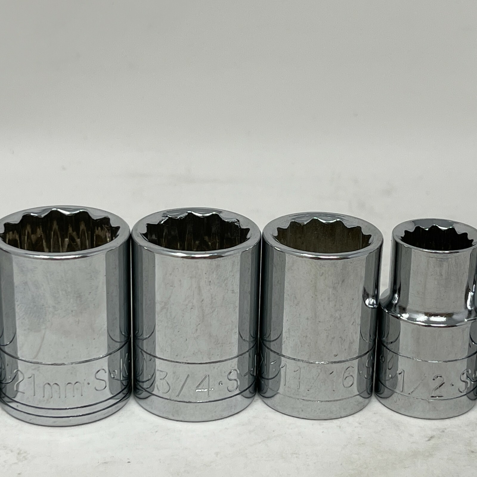 SK Tools 12Pts 1/2” Drive 9 Socket Set 40212 3/8″ To 40132 1″ SAE + 21mm Metric