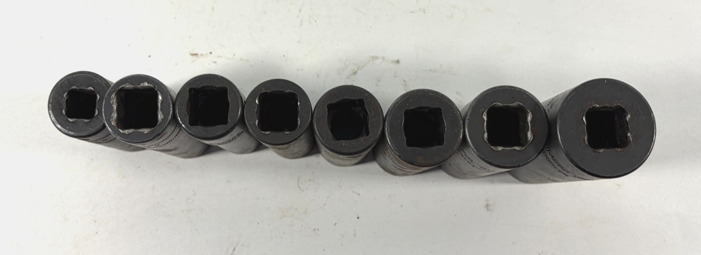 Lot of 8 Snap-On 6 Point Deep Socket Impact -Assorted Sizes See Item Specifics