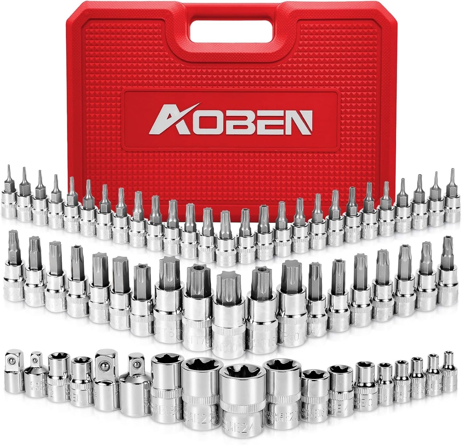 64Pcs Master Torx Bit Socket and External Torx Socket Set, 1/4, 3/8, 1/2-inch…