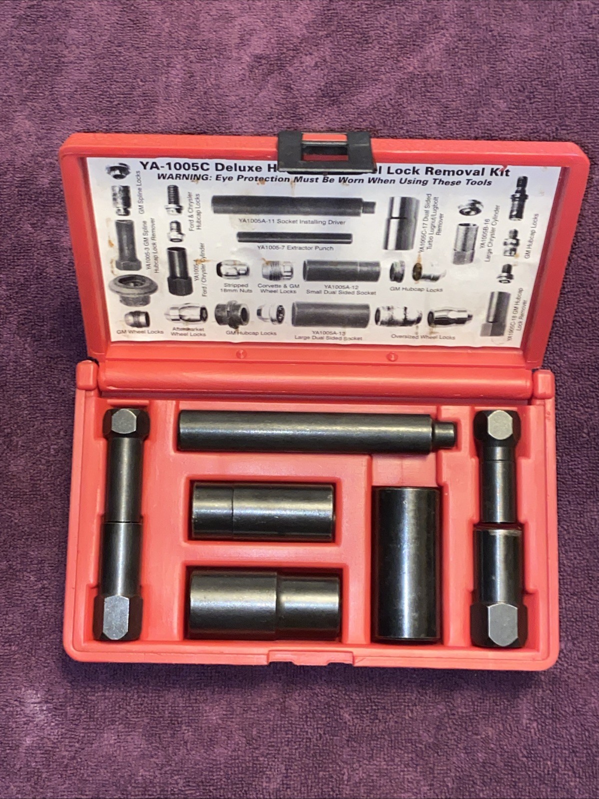 9pc Blue-Point YA1005C Deluxe Hubcap and Wheel Lock Removal Kit Excellent