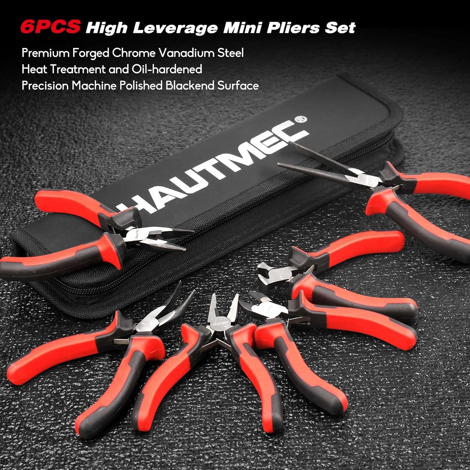 HAUTMEC 6PCS Mini Pliers Set High Leverage Multi Small Metallic Finish