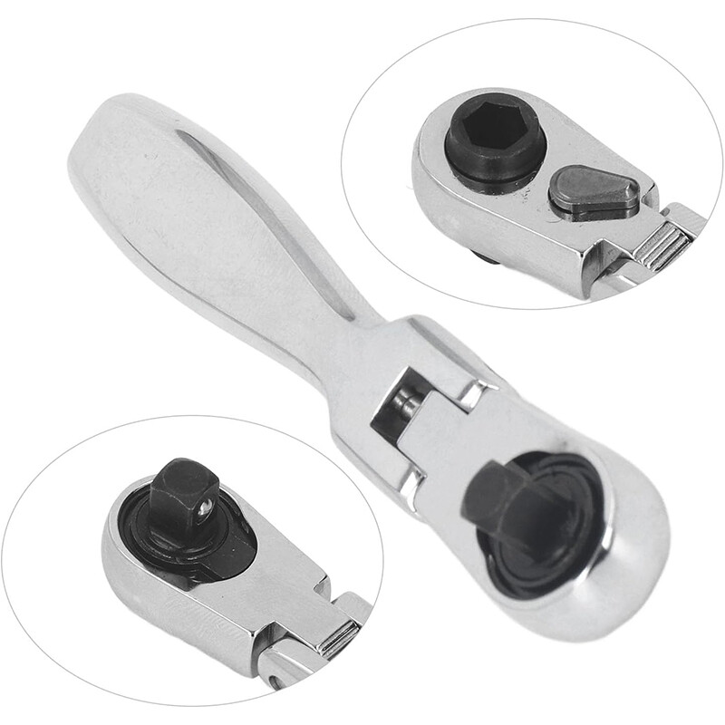 Ratchet Handle Socket Wrench 1/4″ Drive 72 Tooth Flexi Head Stubby 115mm Flattop
